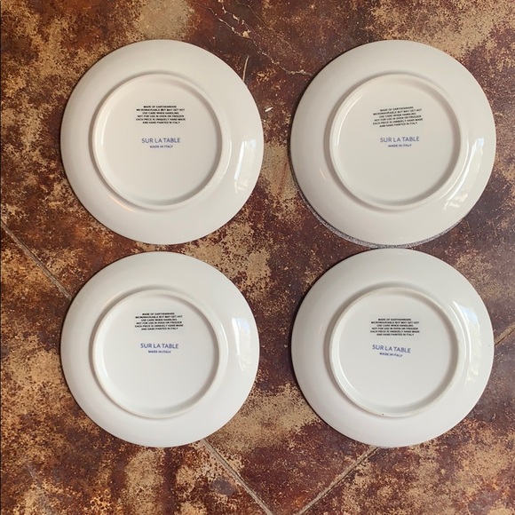 NEW SUR LA TABLE  SET OF 4 NAVY/WHITE PLATES - Picture 2 of 3